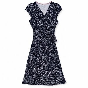 Street One Polka Dot Wrap Style Dress Navy White Midi Size 12 Euro Style